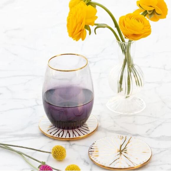 Anna New York Amethyst Ombre Wine Glasses 24k rim new in box ! Set of 2 - Picture 3 of 4